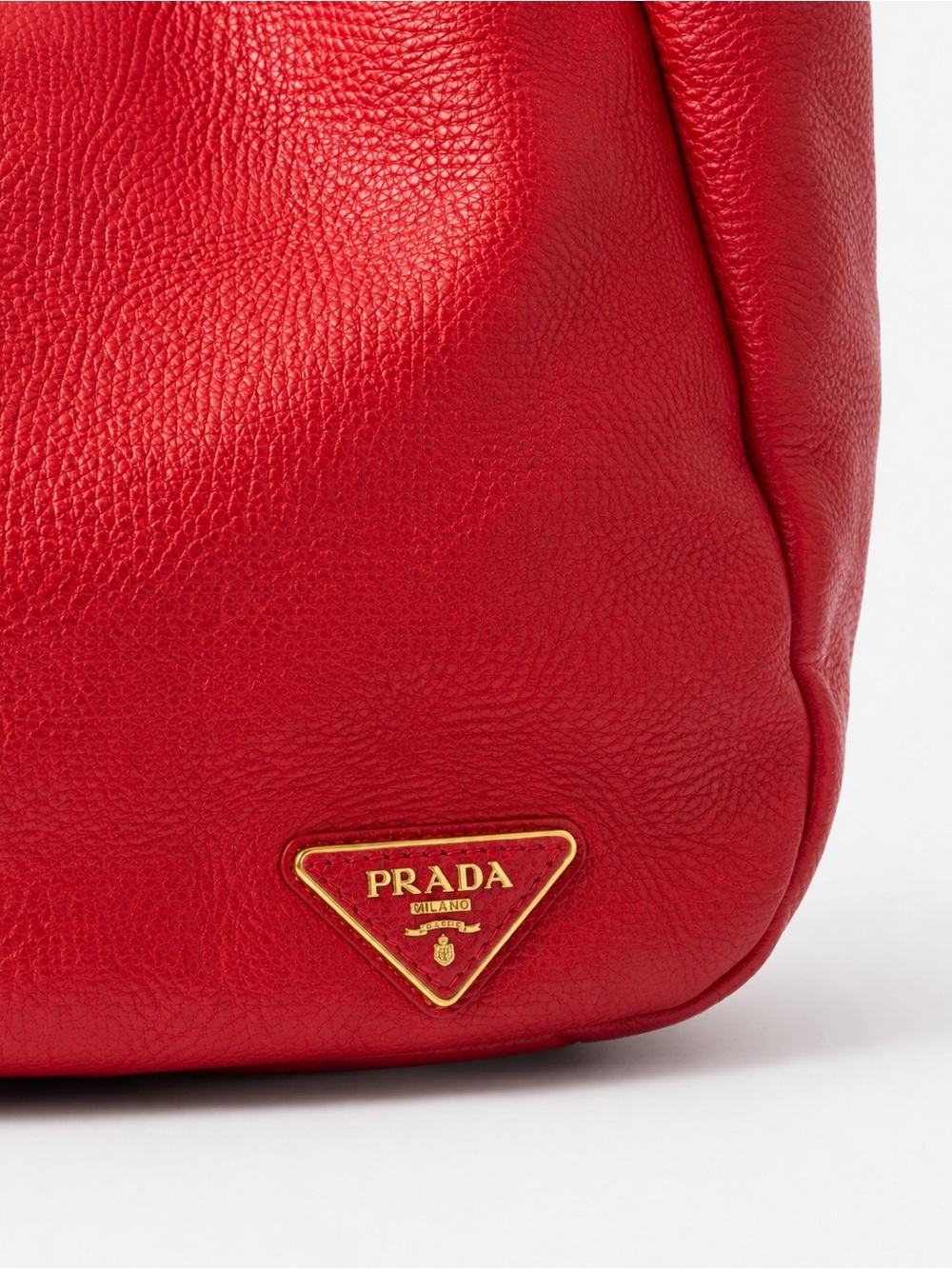Prada Red Pebbled Leather Shoulder Bag with Gold Hardware - Picture 2 of 6